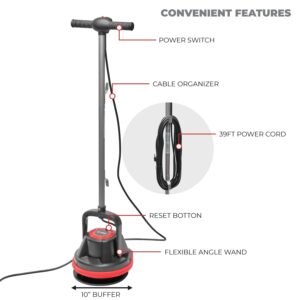 XtremepowerUS 10" Commercial Orbiter Hard Floor Polisher Cleaner Machine, Wide Cleaning Path Buffer Multi-Purpose Floor Cleaning, 39-Foot Long Cord