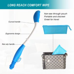 Foldable Toilet Aids for Wiping - Butt Wiper Self Wipe Assist Toilet Aid Wand - Long Reach Comfort Bottom Wiping Aid Tool - Daily Living Bathroom Aids for Limited Mobility