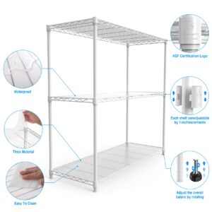 Ufurpie 3 Tier Wire Shelving Unit, NSF Metal Shelf 1050lbs Capacity Adjustable Shelves Organizer Rack with Shelf Liners for Home Kitchen Office Garage Bedroom Basement, 48" H x 48" L x 18" D