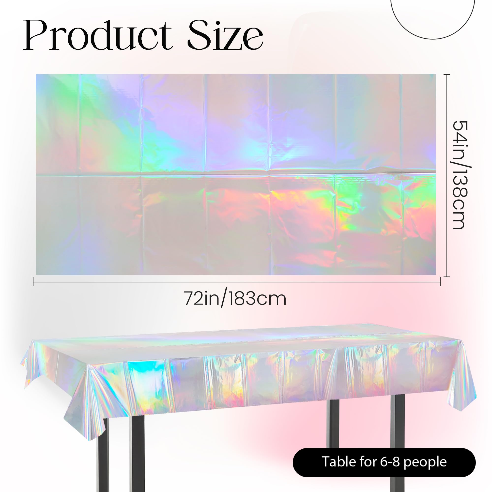 2 pcs Iridescence Holographic Foil Tablecloth 54*72 inch Laser Shiny Plastic Birthday Party Table Cloths Waterproof Table Cover for Christmas Wedding Bridal Shower Anniversary Party Supplies