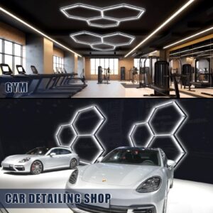 VIHOSE 1 Set Garage LED Light Ceiling Lights Car Detailing Ceiling LED Light Suitable for Garage Workshop Basement Warehouse Gym (3 Hexagon Grids)