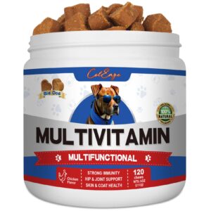 dog multivitamin supplement with glucosamine, probiotics, fish oil - promotes healthy skin and coat, supports joint health, allergy relief and digestive function