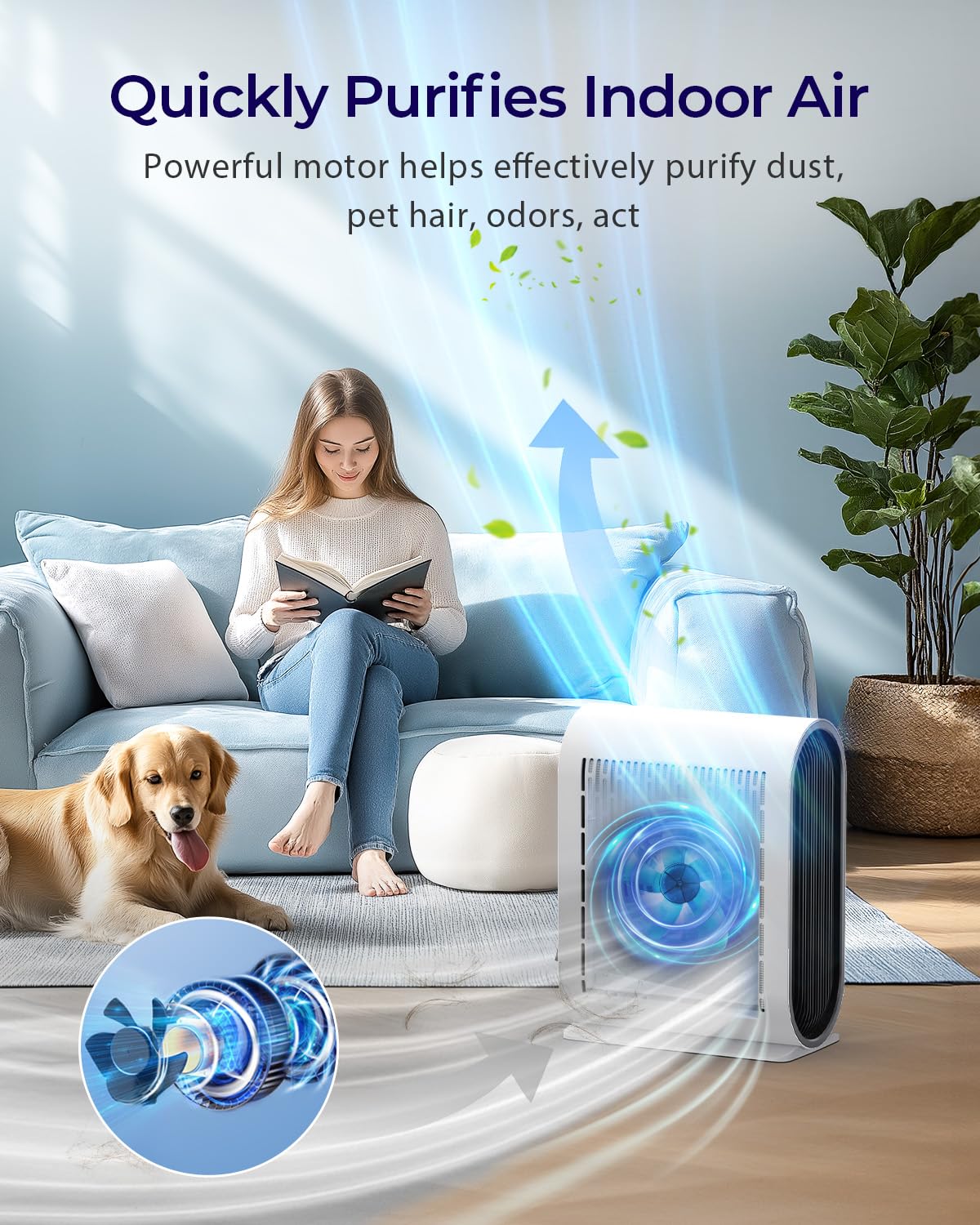 Air Purifiers for Home Large Room Up to 2500 ft² with PM 2.5 Display Air Quality Sensors, MOOKA H13 HEPA Air Purifier With Auto Mode for Pets Dust Odor Smoke, Timer, 15dB Sleep Mode for Bedroom, KJ217