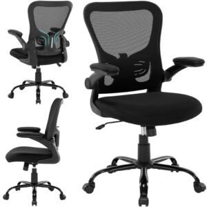 zlchair office chair ergonomic desk chair, mesh computer home office desk chairs with adjustable lumbar support and flip-up armrests, swivel comfy task executive chair, black