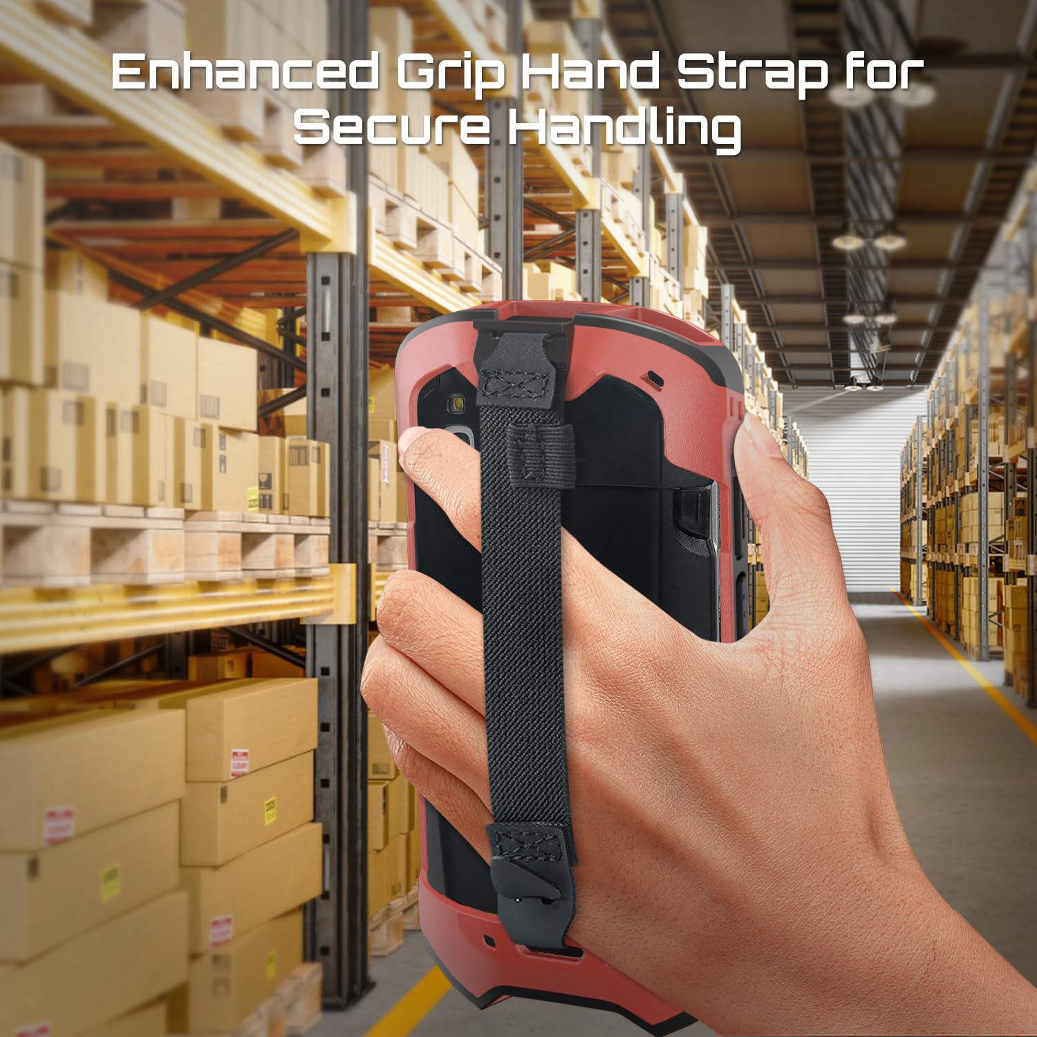 TC51 TC52 TC56 TC57 TC510K Case with Hand Strap - Protective & Ergonomic for Zebra Handheld Barcode Scanners SG-TC5X-EXO1-01 SG-TC5X-EXONHS-01 (Red)