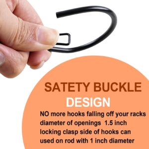 Black S Hooks Hanging Safety Buckle with Large Opening Fit Most of Rod, Heavy Duty S Shaped Closet Hooks Metal Rack Hooks for Hanging Jeans,Clothes,Purse,Plants,Kitchen Pots, Pans- 4 inch, (8 Pack)