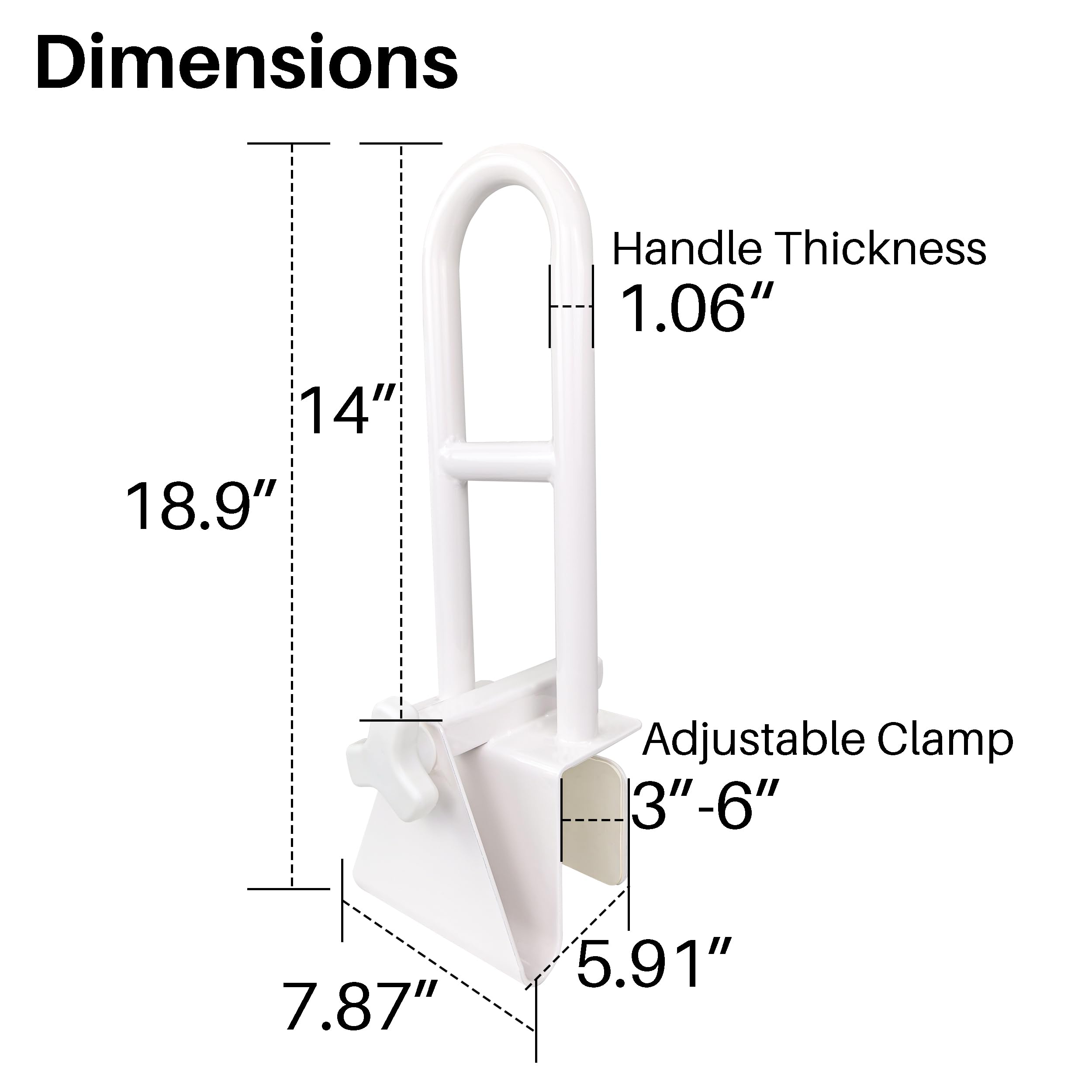 Bathtub Safety Rail Adjustable Shower Grab Bar - White Medical Bathtub Handle Grab Bars for Bathroom, Safety Handle Rail Heavy Duty for Seniors and Elderly