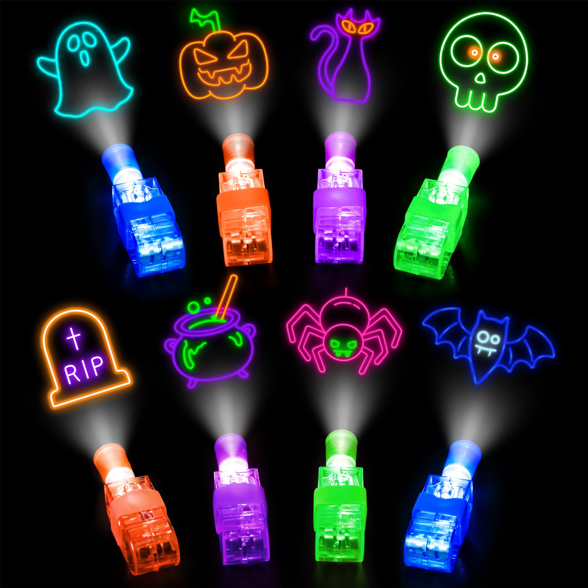 Halloween Party Favors, 40 Finger Lights for Kids Halloween Goodie Bag Fillers Basket Pinata Stuffers Light Up Halloween Toys Bulk Party Favor bag Treats Non Candy Halloween Classroom Prizes Supplies