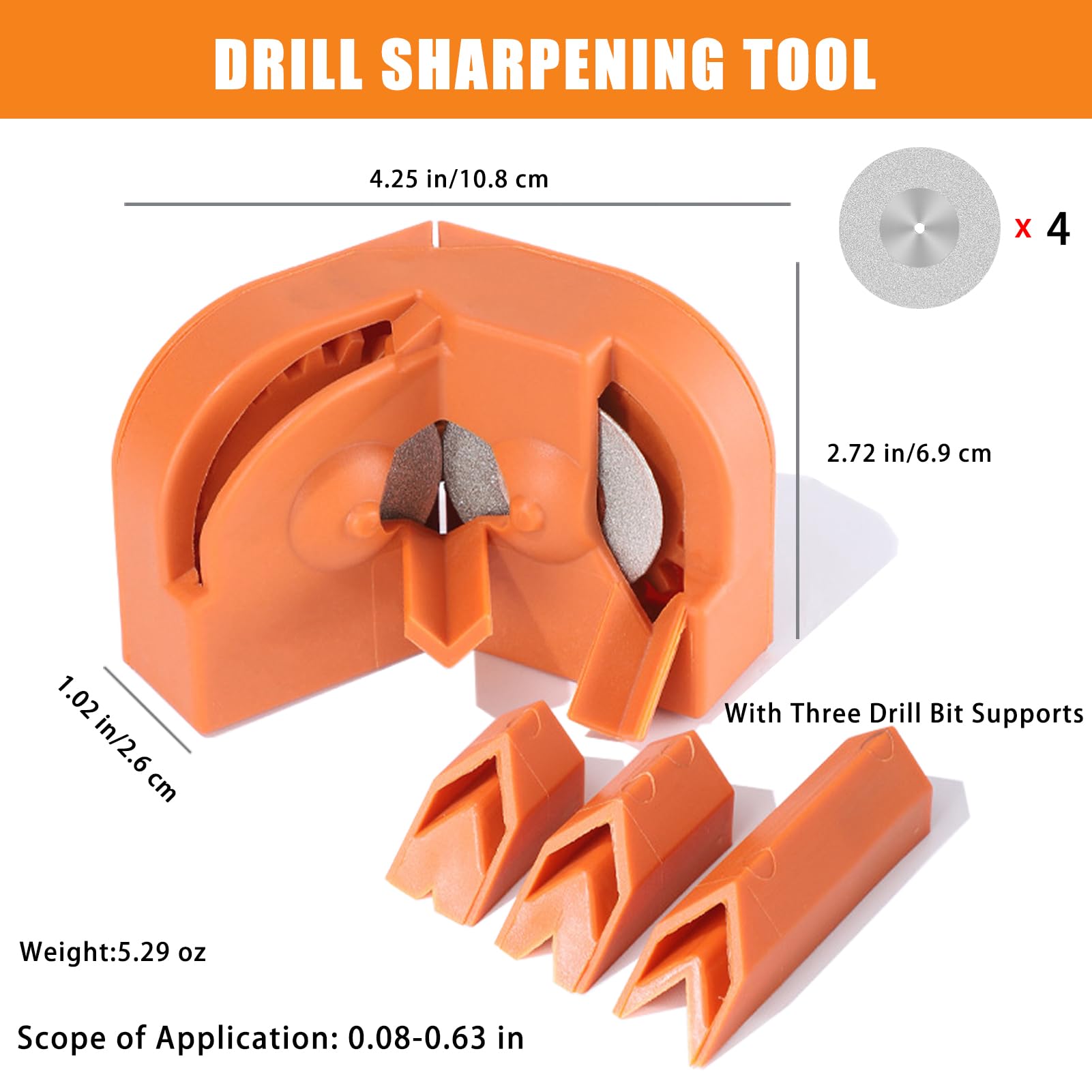 Multipurpose Drill Bit Sharpener for All Bits Mill Drill Machine Blade Sharpening Tool with 4 Grinding Wheels Completed in 5 Seconds