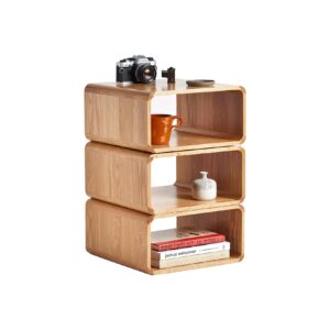 Contempa Single Modular Floor Shelf Stackable Wooden Oak Shelving Unit, Multipurpose Organization for Bedroom Living Room Office, and Home Décor Contemporary and Modern Design, 14” W x 14” L, 14” H