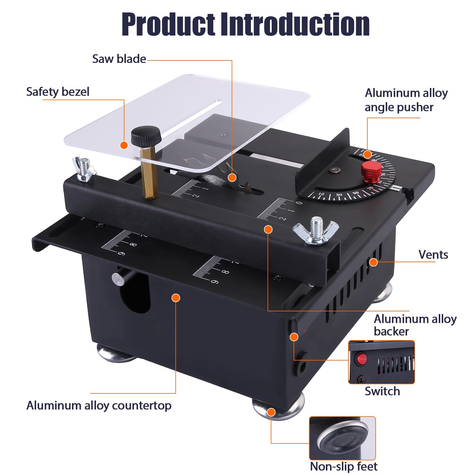 Multi Functional Table Saw,100W Mini Desktop Electric Saw Cutter Speed & Angle Adjustable 16MM Cutting Depth with Blade Flexible Shaft for Wood Plastic Acrylic Cutting Mini Table Saw