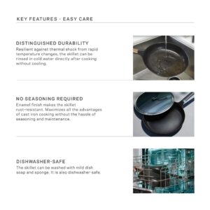 Vermicular Oven-Safe Skillet with Stainless Steel Lid | 28cm (11”) | Aluminum Handle | Lightweight Enameled Cast Iron Pan with Non-Toxic Enamel Finish | Induction-compatible | Made in Japan