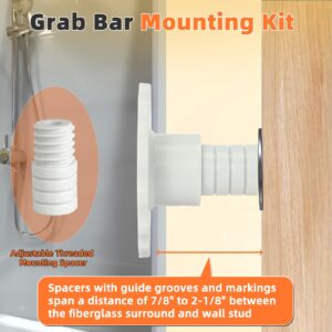 Grab Bar Mounting Kit, Grab Bar Anchors for Installing Grab Bar to Studs in Fiberglass Showers, Grab Bar Mounting System for Safety in Fiberglass Shower or Fiberglass Tub (1)