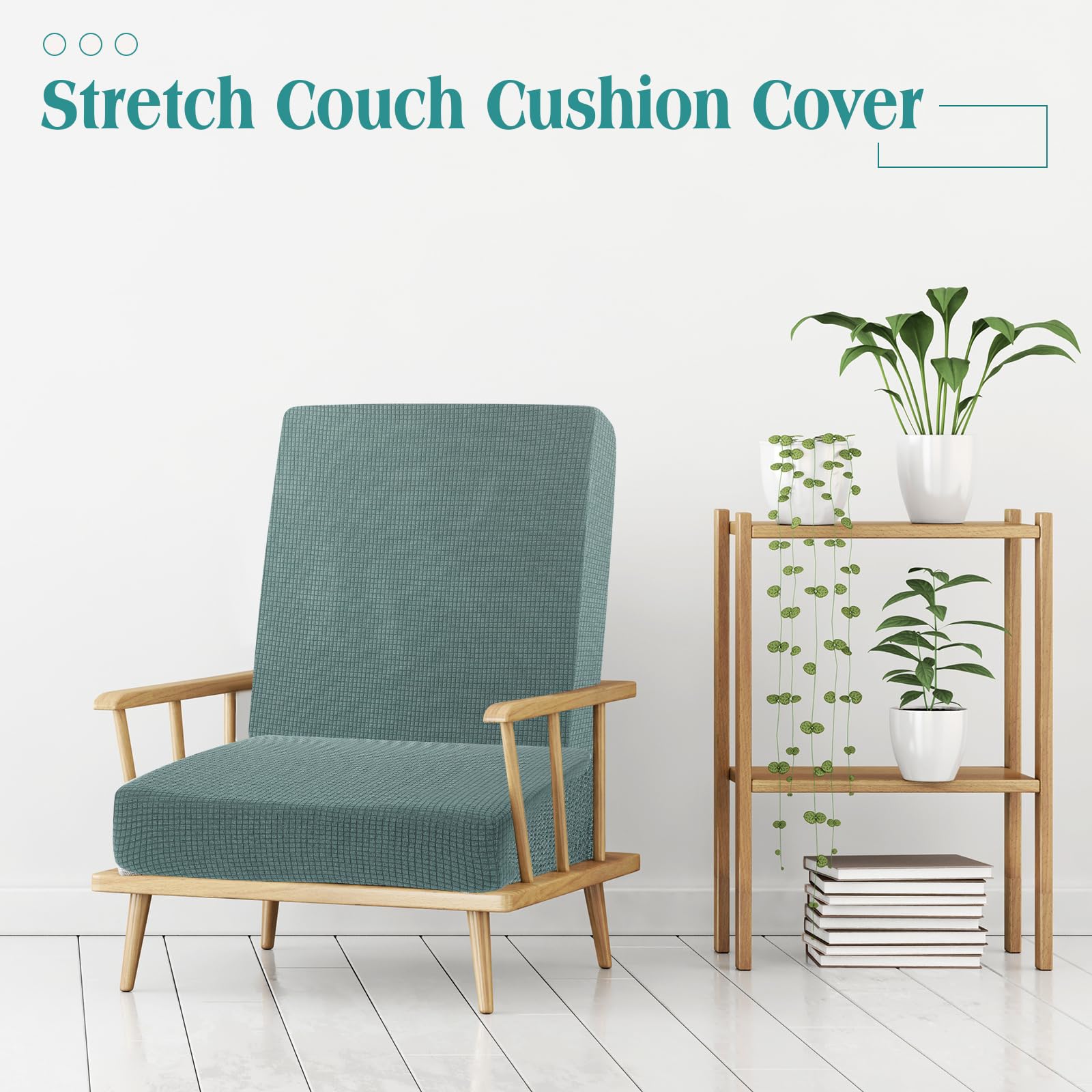 Newwiee 8 Patio Stretch Sofa Cushion Covers Outdoor Cushion Covers Replacement Couch Slipcovers Sofa Seat Cover Soft Chair Cover Furniture Protector for Pet (Dark Green)