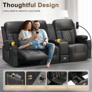 YONISEE 3 Seat Recliner Sofa, Large Reclining Sofa with Storage Console, Manual Reclining Chair with USB Ports, 2 Cell Phone Holder, 3 Seater Loveseat Recliner Couch for Living Room