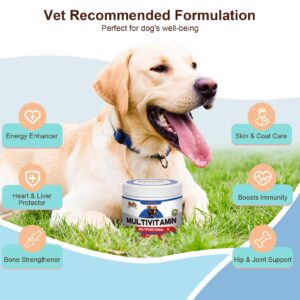 Dog Multivitamin Treat - Dog Vitamins and Supplements with Glucosamine, Probiotics, Fish Oil, Senior & Puppy Multivitamin for Dogs, for Skin & Coat, Supports Joint Health and Digestive Function