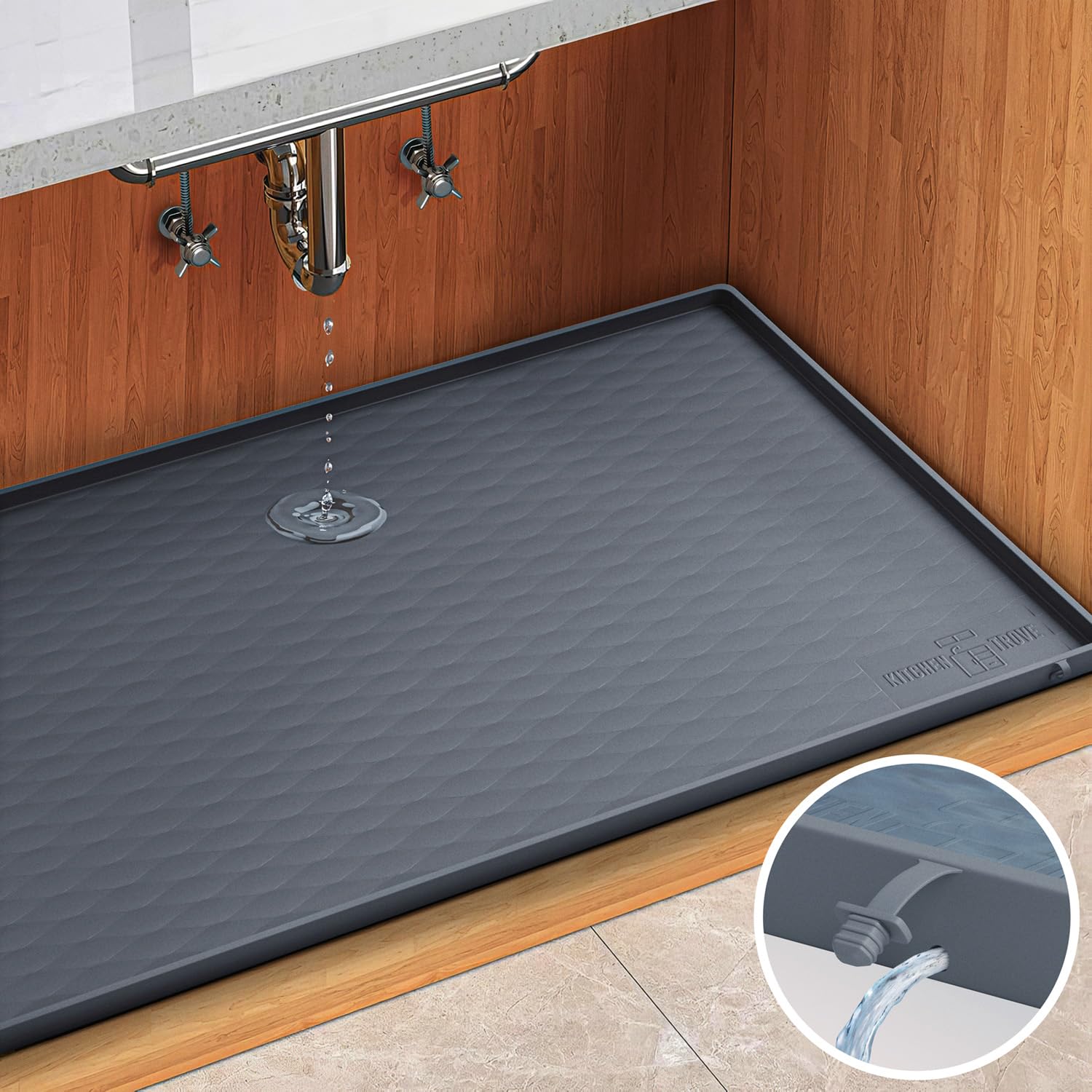 Premium Quality Under Sink Mat for Kitchen Waterproof 34" x 22" Silicone Under Sink Tray for Kitchen & Bathroom -Kitchen Cabinet Organizers and Storage Sink Drip Tray