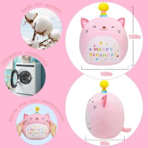 LICSOR Cat Plush Toy 12 Inch Cute Unicorn Cat Birthday Stuffed Animal Soft Cat Plushies Pillow Pink Doll Gifts for Kid Toddlers Home Room Decoration