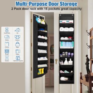 SLEEPING LAMB 2 Pack Narrow Over The Door Shoe Organizer with 8 Large Deep Pockets, Hanging Shoe Rack for Closet Door Storage for Boots, Sneakers (Black)