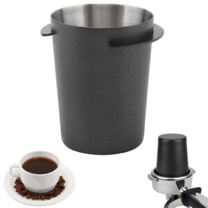 coffee dosing cup 58mm, stainless steel espresso coffee dosing cup espresso coffee machine accessories, coffee powder feeder part coffee grinder powder cup compatible with 54mm portafilter, black