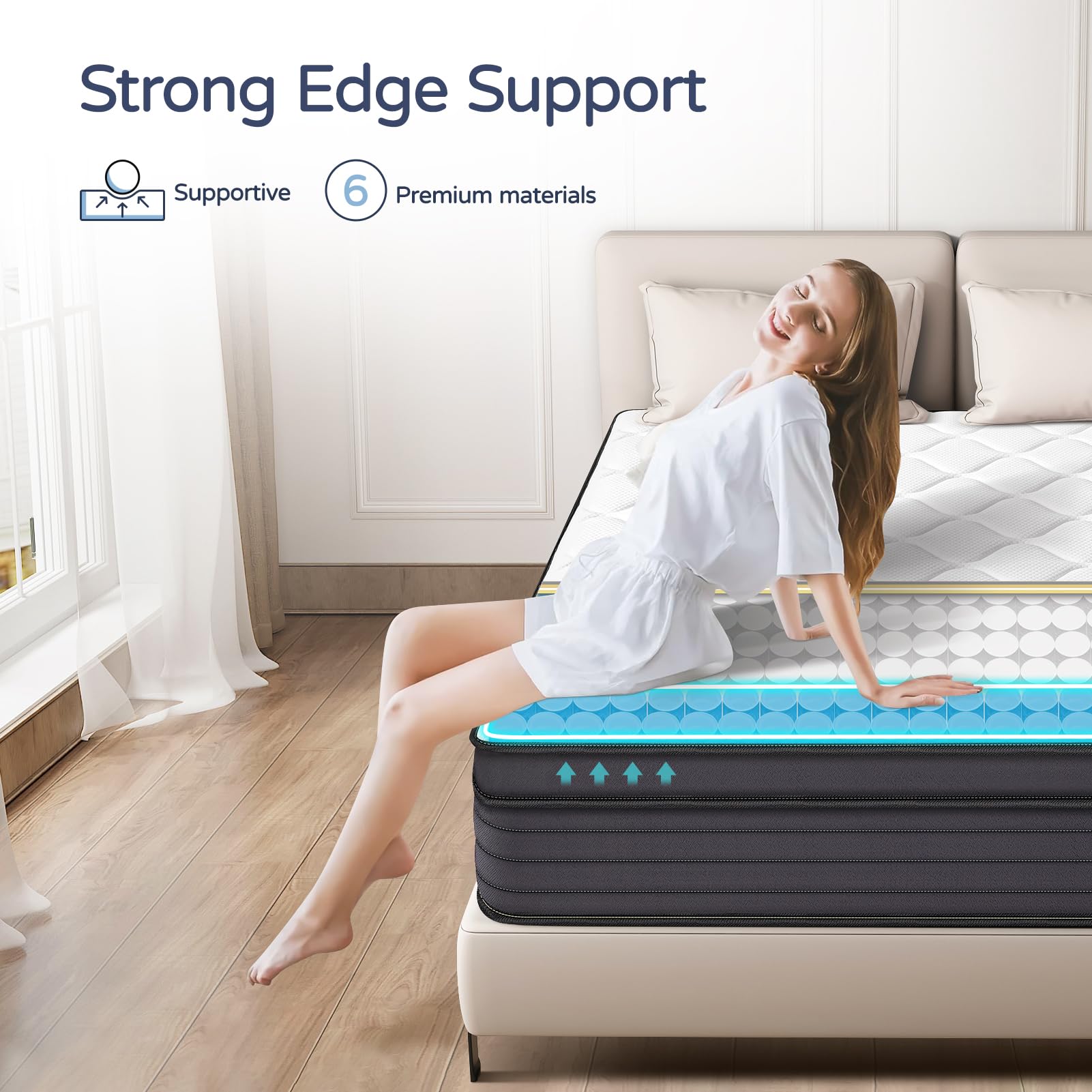 SIMARTH Queen Mattresses - 12 Inch Hybrid Queen Size Mattress in a Box, Gel Memory Foam Queen Matress with Motion Isolation and Pressure Relief, Strong Edge Support and Pocket Springs, Medium Firm