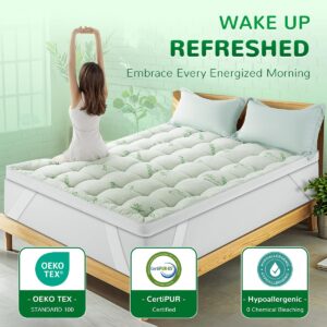 Bamboo_Mattress Topper California King,1000 GSM Extra Thick Pillow Top with Breathable Air Mesh Sides,Cooling Mattress Pad Cover for Back Pain, 72x84 Inch