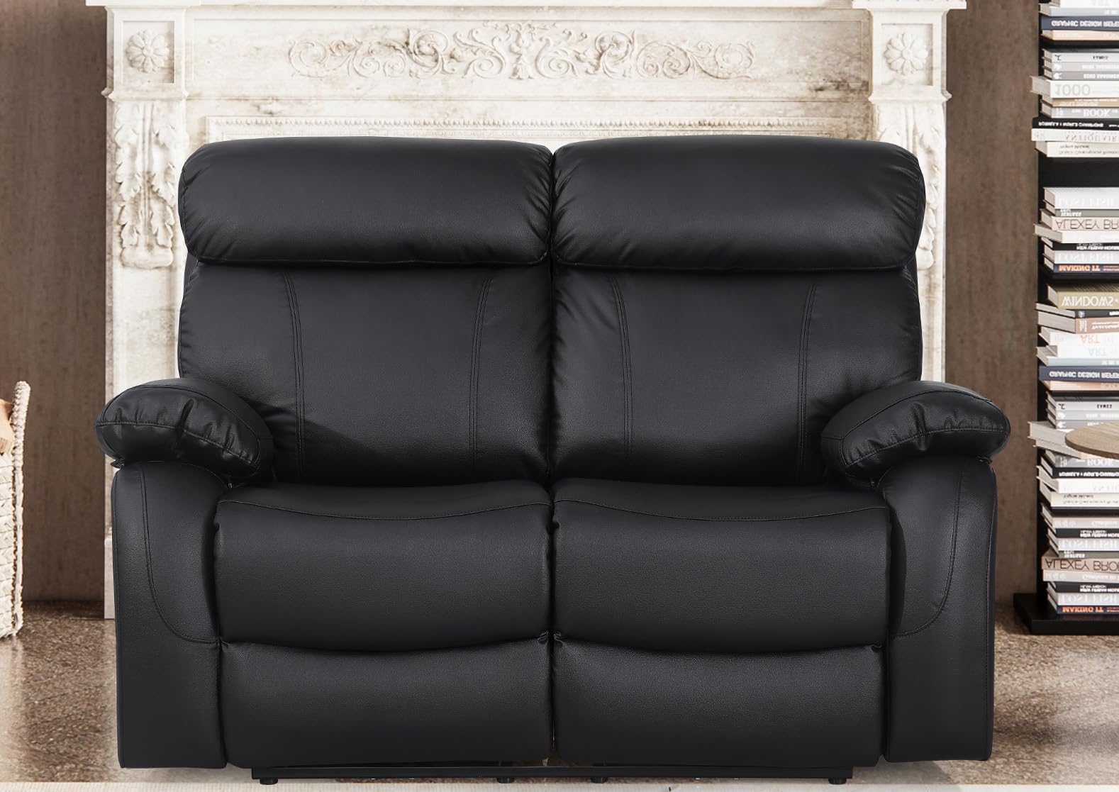 Alexent Loveseat Recliner Sofa, Power Recliner Leather Loveseat Sofa with USB Port Recliner Chair Couch 2 Seater Sofa for Living Room,Bedroom,Playroom,Black