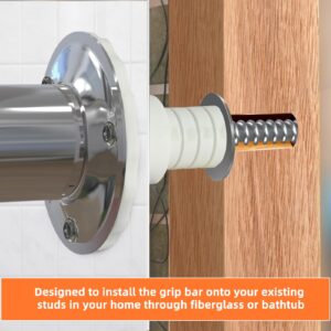 Grab Bar Mounting Kit, Grab Bar Anchors for Installing Grab Bar to Studs in Fiberglass Showers, Grab Bar Mounting System for Safety in Fiberglass Shower or Fiberglass Tub (1)