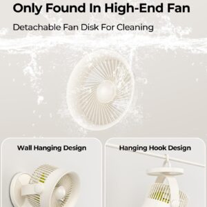 FrSara Desk Fan for Bedroom, 23dB Quiet Air Circulator Fan for Sleep with Sleep Mode, 4 Speeds, Battery Powered Fan with 65ft Powerful Airflow for Whole House, Office, Baby Fan, Beige