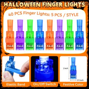 Halloween Party Favors, 40 Finger Lights for Kids Halloween Goodie Bag Fillers Basket Pinata Stuffers Light Up Halloween Toys Bulk Party Favor bag Treats Non Candy Halloween Classroom Prizes Supplies