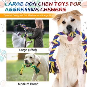 Glimin 12 Pack Large Dog Chew Toys for Aggressive Chewers Dog Heavy Duty Dog Rope Toys Bulk Cotton Large Dog Cleaning Dog Chew Toys for Medium Large Breed Dogs Teeth Cleaning