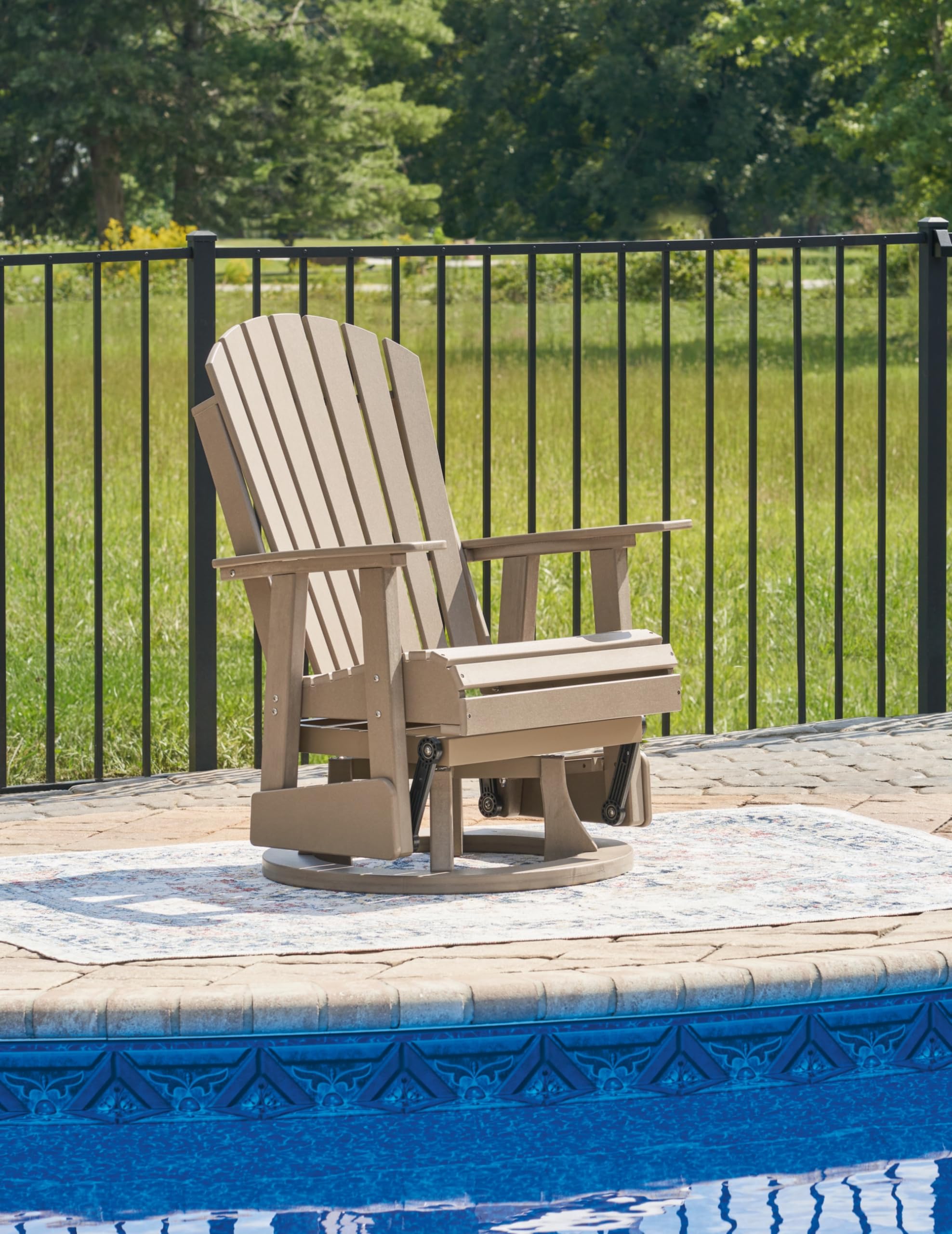 Signature Design by Ashley Hyland Wave Outdoor Swivel Glider Chair, 31" W x 30" D x 42" H, Brown