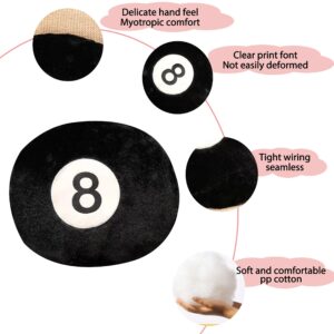 AUCOOMA 13.7” Billiard Cushion Plush Cuddle Pillow, Black 8 Ball Fluffy Decor Soft Creative Sports Stuffed Animal Toys Hug Gift