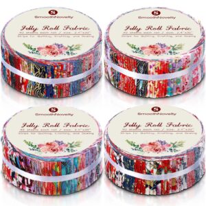 smoothnovelty 160 pcs 4 roll fabric strips assorted quilting fabric for quilting crafting and sewing rolled cotton for crafts blanket rug upholstery and purse making (japanese style)