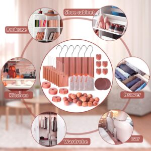 Cedar Blocks for Clothes Storage 56 Pcs, Cedar Planks with Metal Hooks, Cedar Rings and Balls, Cedar Scented Sachets, for Closets, Drawers, Bookshelves and Shoes Protection