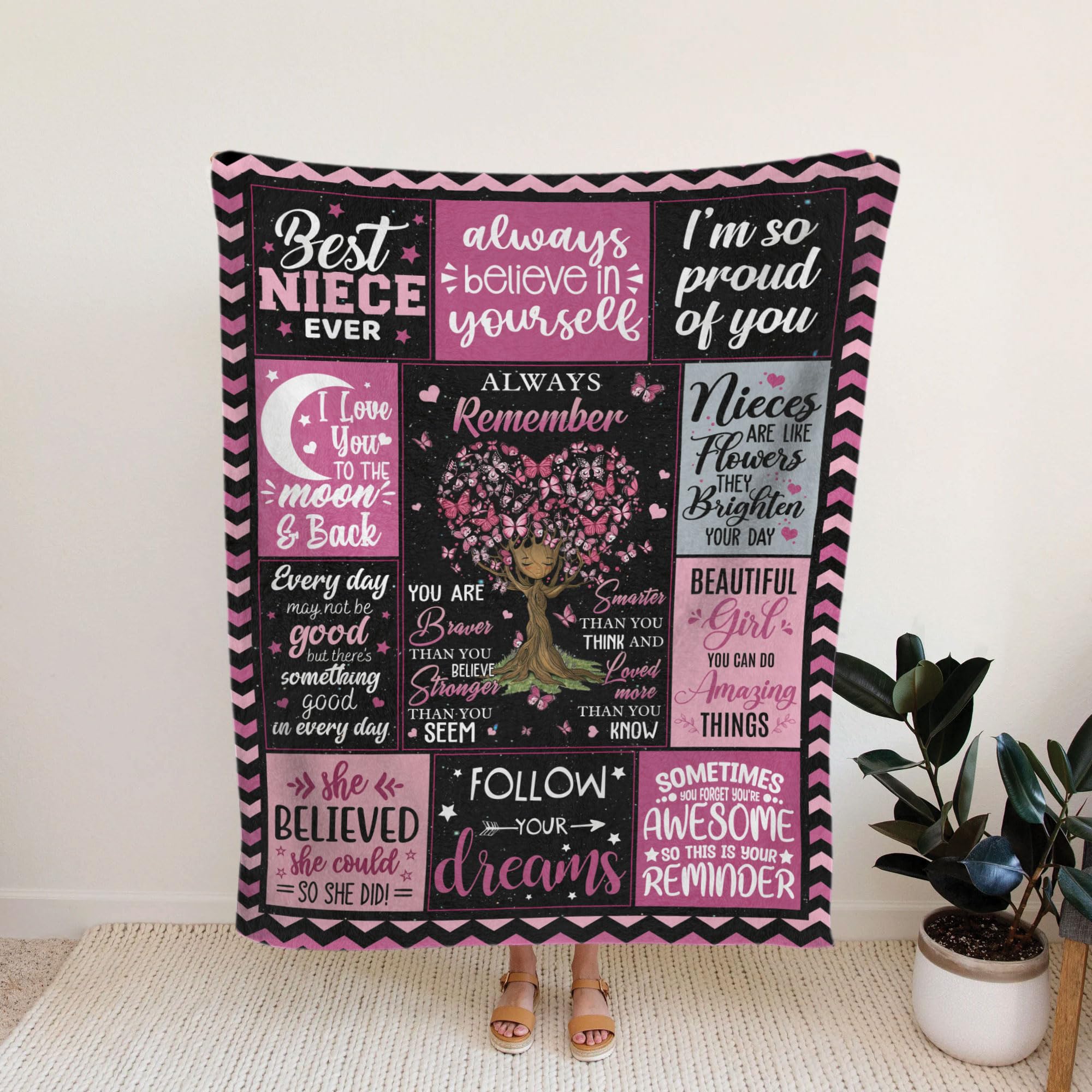 MUCHNEE Birthday Gift for Niece, to My Niece Blankets 50''x60'', Niece Gifts from Auntie Uncle, Niece Throw Blanket for Girls Woman, Gift for Niece from Aunt, Niece Christmas Graduation Gift Ideas