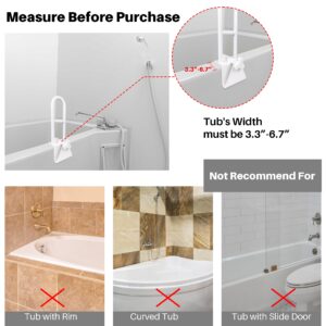 Bathtub Safety Rail Adjustable Shower Grab Bar - White Medical Bathtub Handle Grab Bars for Bathroom, Safety Handle Rail Heavy Duty for Seniors and Elderly