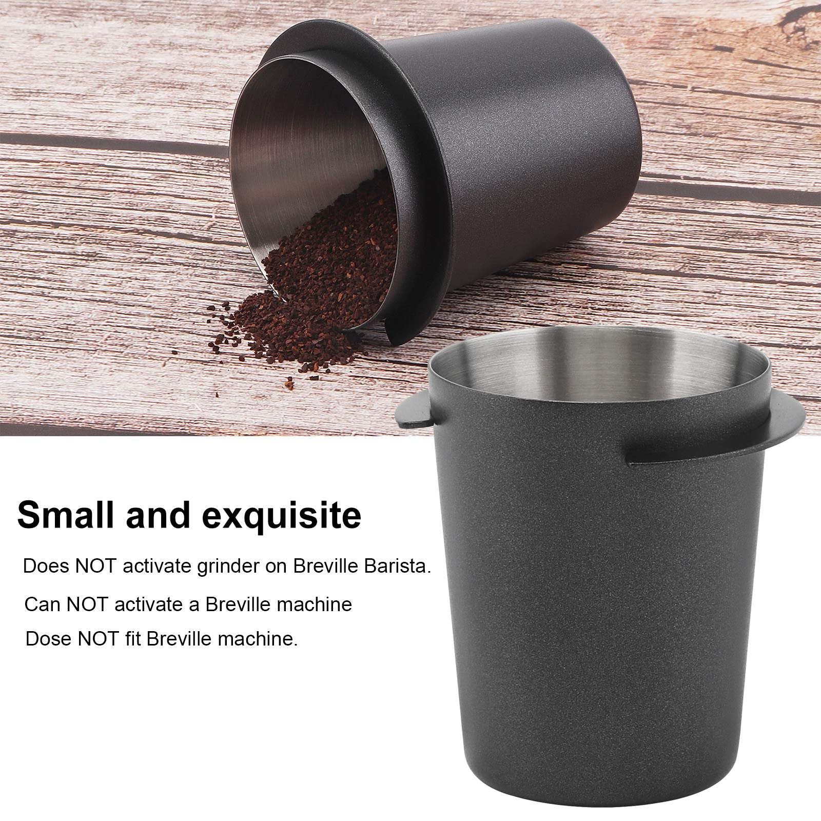 Coffee Dosing Cup 58mm, Stainless Steel Espresso Coffee Dosing Cup Espresso Coffee Machine Accessories, Coffee Powder Feeder Part Coffee Grinder Powder Cup Compatible with 54mm Portafilter, Black