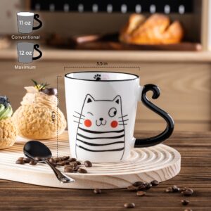 GBHOME Cat Ceramic Coffee Mugs Set of 2, 12oz Handmade Coffee Mugs Set for Couples Cat Lovers,Wedding Gifts,Anniversary Engagement Gifts,Dishwasher & Microwave Safe