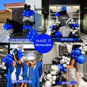 yeewaka royal blue and black silver balloon garland arch kit 160+pcs for Wedding Birthday anniversary baby shower 2024 graduation Prom decorations