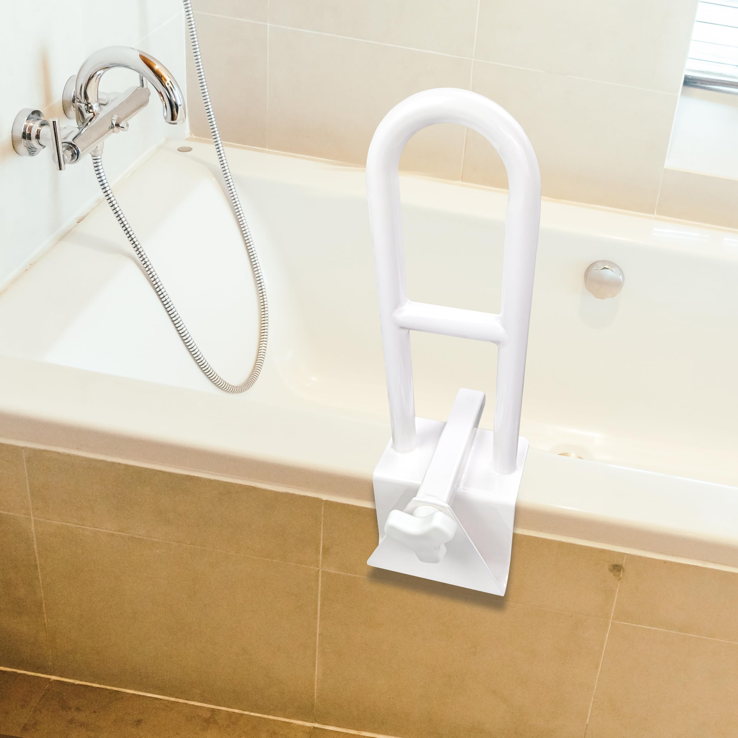 Bathtub Safety Rail Adjustable Shower Grab Bar - White Medical Bathtub Handle Grab Bars for Bathroom, Safety Handle Rail Heavy Duty for Seniors and Elderly