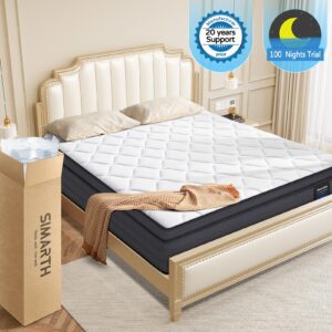 SIMARTH Queen Mattresses - 12 Inch Hybrid Queen Size Mattress in a Box, Gel Memory Foam Queen Matress with Motion Isolation and Pressure Relief, Strong Edge Support and Pocket Springs, Medium Firm