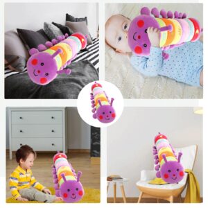 AUCOOMA 19.6" Caterpillar Stuffed Animal Small Pillow, Fun Plush Soft Long Pillow, Toy Doll Creative Birthday Gift Purple