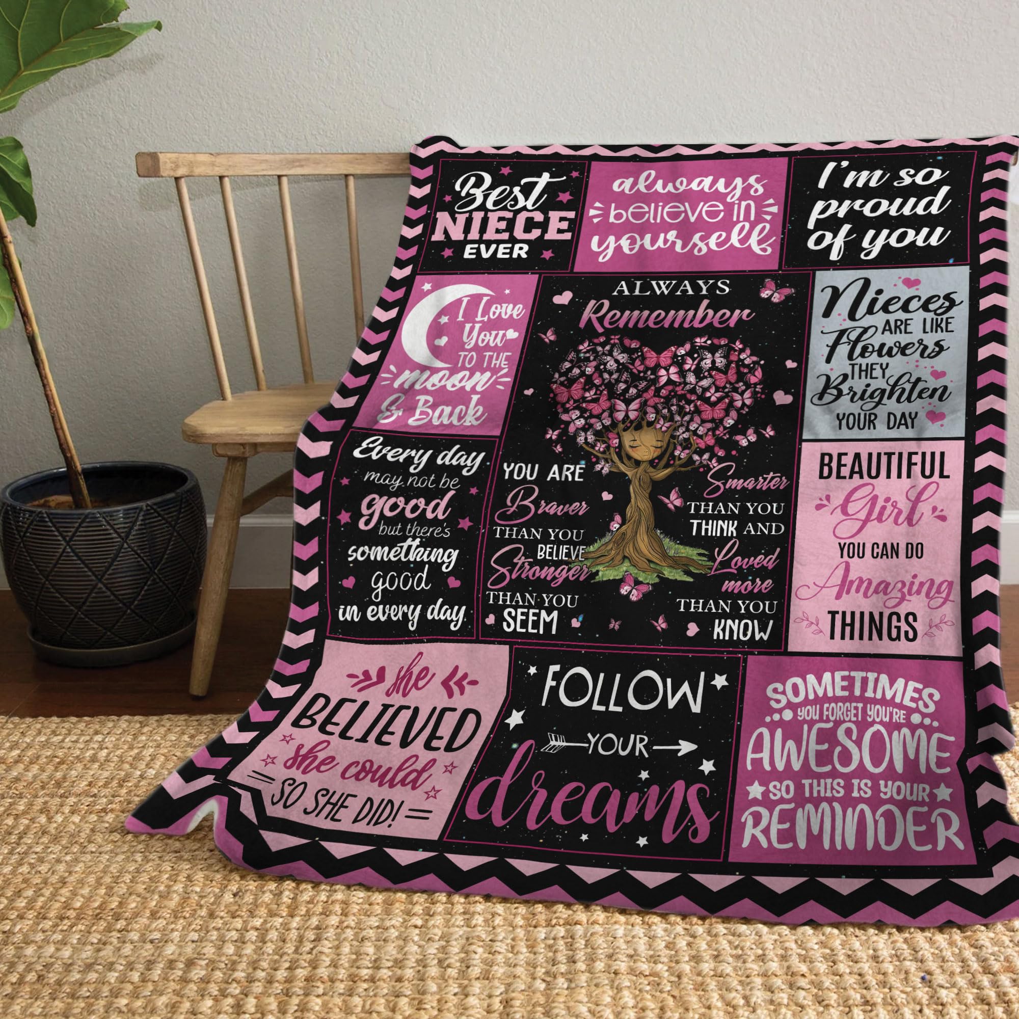 MUCHNEE Birthday Gift for Niece, to My Niece Blankets 50''x60'', Niece Gifts from Auntie Uncle, Niece Throw Blanket for Girls Woman, Gift for Niece from Aunt, Niece Christmas Graduation Gift Ideas