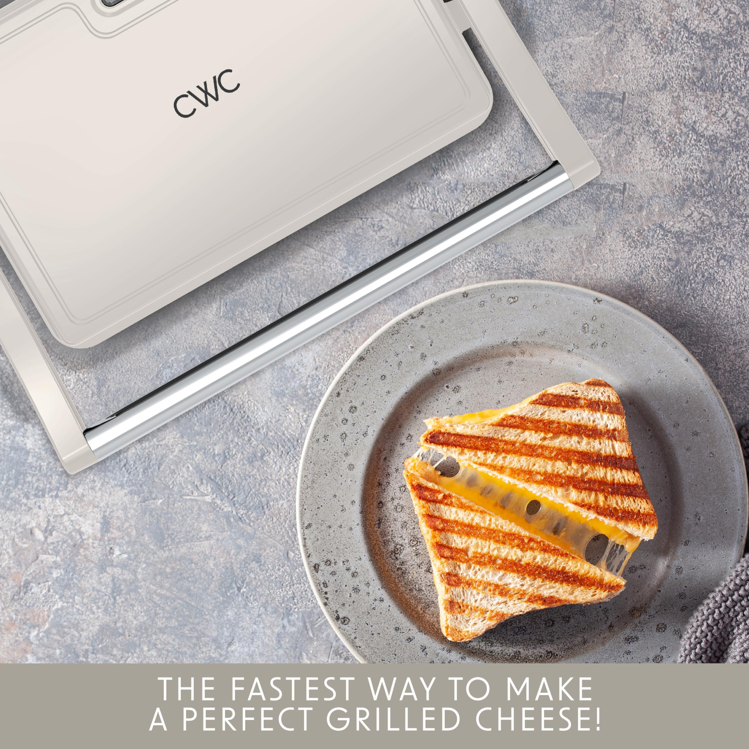 COOK WITH COLOR Panini Maker: Effortless Grilling at Your Fingertips - 2-Slice Press Grill, 760W Power, Non-Stick Plates, Cool Touch Handle, Compact Design, Fast Cooking - Ideal for Delicious Paninis!