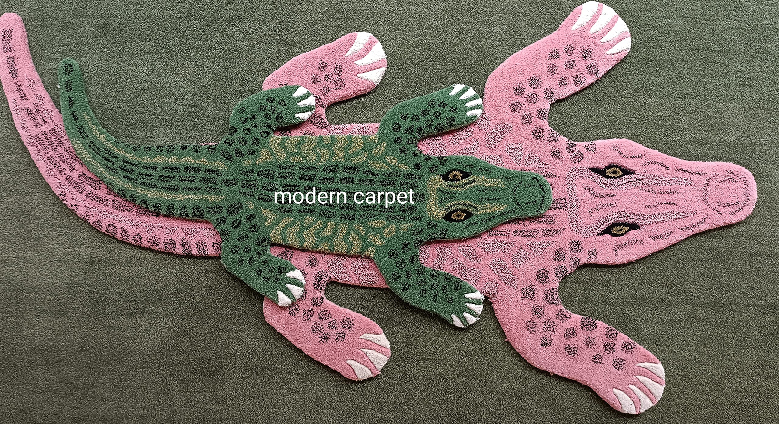 Generic Crocodile Rug 3x6 Ft Rugs Skin Shape 100% Area Rugs Woolen Rugs Handmade Tufted for Room Bedroom Bathroom by Modern Carpet, Multycolor (2x4 feet)