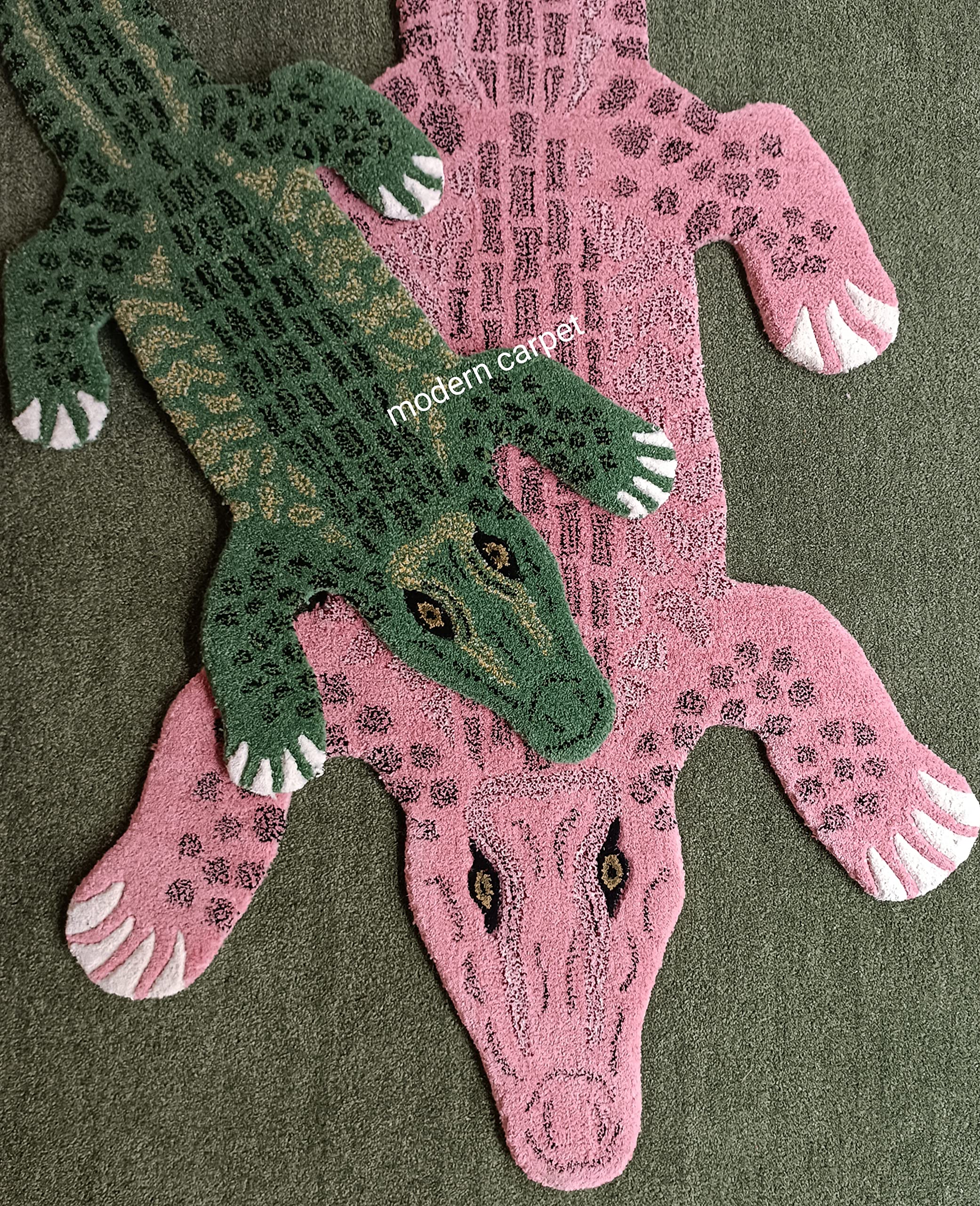 Generic Crocodile Rug 3x6 Ft Rugs Skin Shape 100% Area Rugs Woolen Rugs Handmade Tufted for Room Bedroom Bathroom by Modern Carpet, Multycolor (2x4 feet)