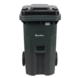 27 Gallon Step-On Rollout Trash Can with Lid and Wheels - Large Outdoor Plastic Rolling Garbage Can - Commercial Heavy-Duty Container Barrel, Gray