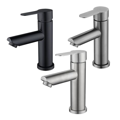 1 Pcs Kitchen Faucet Stainless Steel Hot and Cold Faucet Wash Basin Basin Faucet Bathroom Bathtub Accessories Set Sink Bathtub Faucet (Color : Silver)