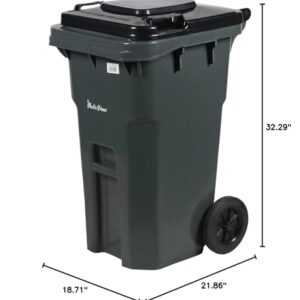 27 Gallon Step-On Rollout Trash Can with Lid and Wheels - Large Outdoor Plastic Rolling Garbage Can - Commercial Heavy-Duty Container Barrel, Gray